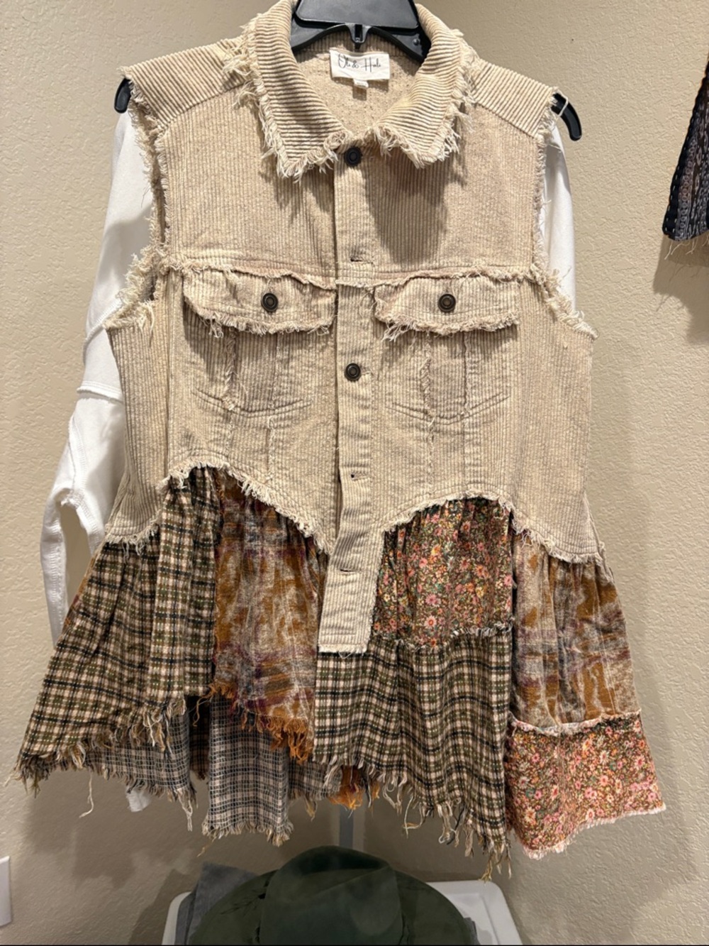 Corduroy Boho Patchwork Duster New! By Oli & Hali - Picture 7 of 11